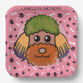 醜い犬の顔プードル誕生日 ペーパープレート