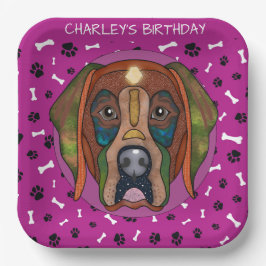 醜い犬の顔ラブラドール誕生日 ペーパープレート