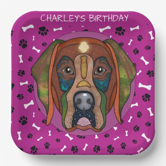 醜い犬の顔ラブラドール誕生日 ペーパープレート (正面)