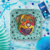 醜い犬の顔ロットワイラー誕生日紙プレート ペーパープレート (パーティー)