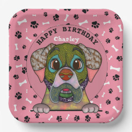 醜い犬の顔英語マスティフ誕生日 ペーパープレート