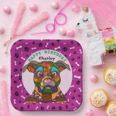 醜い犬顔ボクサー誕生日紙プレート ペーパープレート (パーティー)