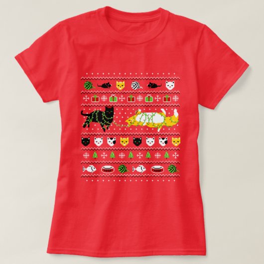 醜い猫のクリスマス Tシャツ (デザイン正面)