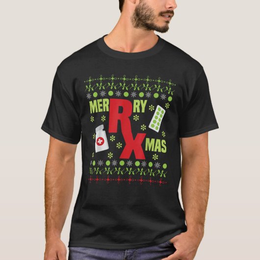 醜い薬剤師クリスマス薬局おもしろい技術 Tシャツ (正面)