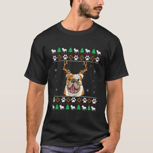醜い角をつけたブルドッグ Tシャツ (正面)
