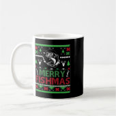 醜い釣りクリスマスBフィッシュアパレル コーヒーマグカップ (左)