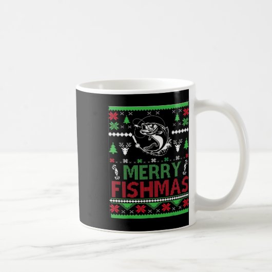 醜い釣りクリスマスBフィッシュアパレル コーヒーマグカップ (右)
