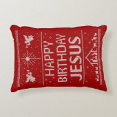 醜い陽気なクリスマスセーターキリスト教の宗教 アクセントクッション (正面)