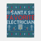 醜い電気技師クリスマスギフトサンタラブズ電気技師 フリースブランケット (正面)