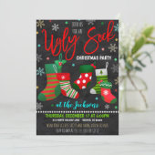 醜い靴下クリスマスパーティの招待状 招待状 (スタンド正面)