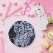 醜い魔女のクナリングされた手幽霊のよく出るの家ハロウィーン ペーパープレート (パーティー)