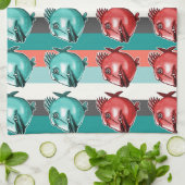 醜い魚の背ストライプの景 キッチンタオル (折り畳み)