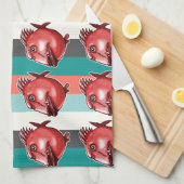 醜い魚の背ストライプの景 キッチンタオル (四つ折り)