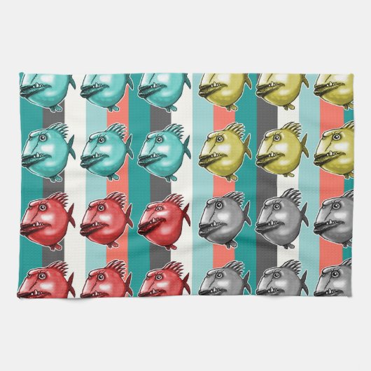醜い魚の背ストライプの景 キッチンタオル (横)