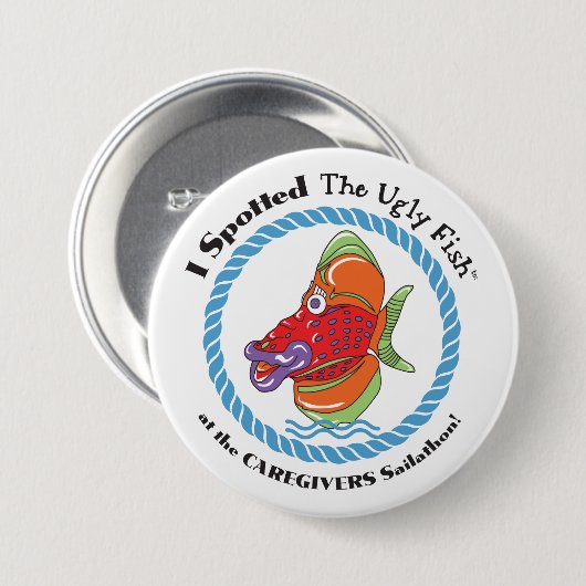 醜い魚ボタン 缶バッジ (正面&裏面)