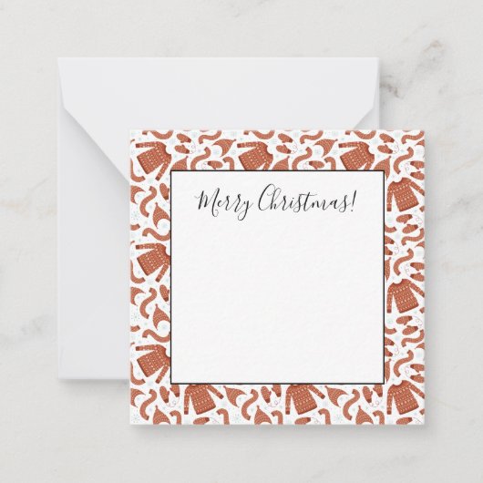 醜い クリスマス スウェーター ハット スカーフ 赤 白 ノートカード (正面)