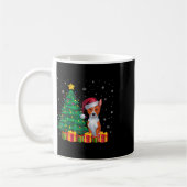 醜いBasenji Santa Hat Christmas Lights犬好き コーヒーマグカップ (左)