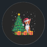 醜いBasenji Santa Hat Christmas Lights犬好き ラウンドシール<br><div class="desc">醜いバセンジサンタハットクリスマスライトドッグラバークリスマス</div>