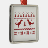 醜いTレックスの恐竜のクリスマスのセーター メタルオーナメント (右)