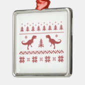 醜いTレックスの恐竜のクリスマスのセーター メタルオーナメント (左)