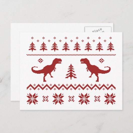 醜いTレックス恐竜クリスマスセーター シーズンポストカード (正面/裏面)