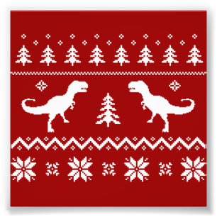醜いTレックス恐竜クリスマスセーター フォトプリント
