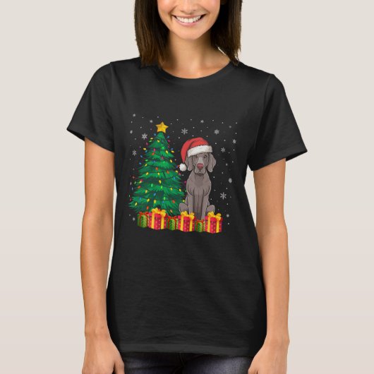 醜いWeimaraner Santa Hat Christmas Lights Dog Lov Tシャツ (正面)