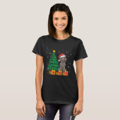醜いWeimaraner Santa Hat Christmas Lights Dog Lov Tシャツ (正面フル)