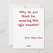 醜おもしろいいセーターのクリスマスカードにプーリー シーズンカード (裏面)