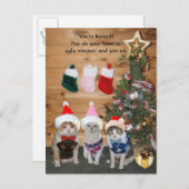 醜おもしろいいセーターを着たホリデーキャッツ インビテーションポストカード (正面/裏面)