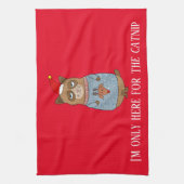 醜おもしろいいセーターを着た皮肉な猫 キッチンタオル (縦)