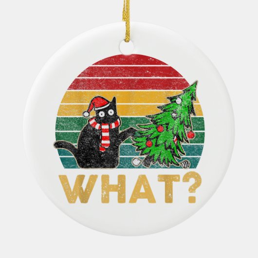 醜おもしろいいセータークリスマスシャいけなツキャットサン セラミックオーナメント (裏面)