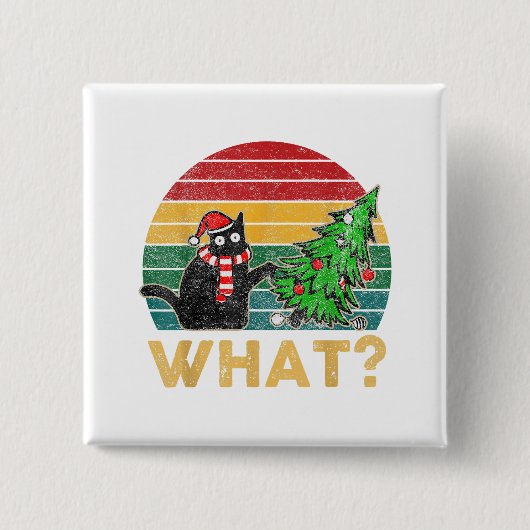 醜おもしろいいセータークリスマスシャいけなツキャットサン 缶バッジ (正面)