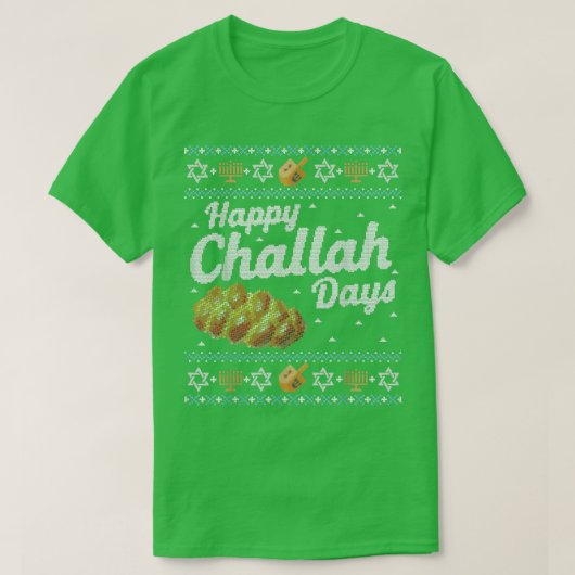 醜おもしろいいハヌッカセーター幸せなチャラ日 Tシャツ (デザイン正面)