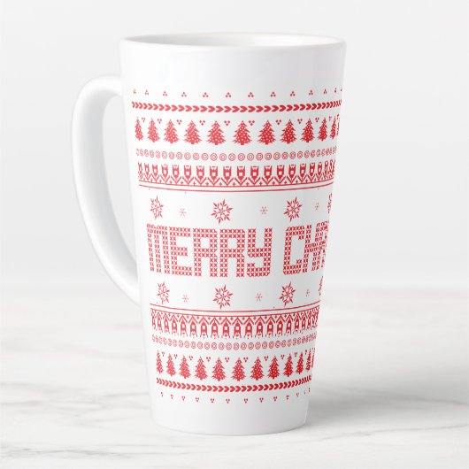 醜おもしろいいメリークリスマスパターン カフェラテマグ (左アングル)
