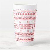 醜おもしろいいメリークリスマスパターン カフェラテマグ (正面)