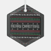 醜おもしろいいメリークリスマスパターン ガラスオーナメント (正面)