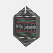 醜おもしろいいメリークリスマスパターン ガラスオーナメント (正面左)