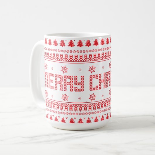 醜おもしろいいメリークリスマスパターン コーヒーマグカップ (正面左)