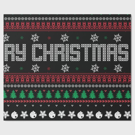 醜おもしろいいメリークリスマスパターン ラッピングペーパー (フラット)