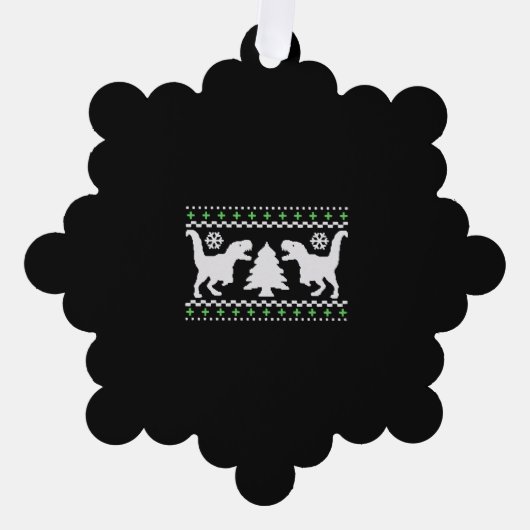 醜おもしろいいTレックスクリスマス オーナメントカード (正面)