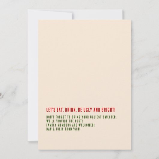 醜く明るいクリスマスセーターコンテストクリスマスパーティー 招待状 (裏面)