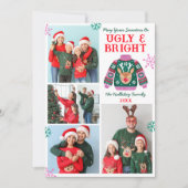 醜く明るい4フォトクリスマスセーターコラージュ シーズンカード (正面)