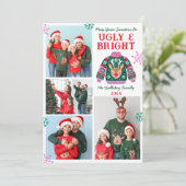 醜く明るい4フォトクリスマスセーターコラージュ シーズンカード (スタンド正面)