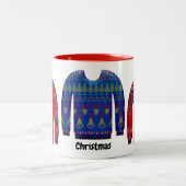 醜カラフルいクリスマスセーター2トーンのコーヒーM ツートーンマグカップ (中央)