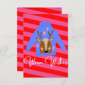 醜カラフルいセーター非写真クリスマスカード 招待状 (正面/裏面)