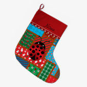 醜パーソナライズされたいクリスマスセーターと名付ける ラージクリスマスストッキング (正面 (吊り時))