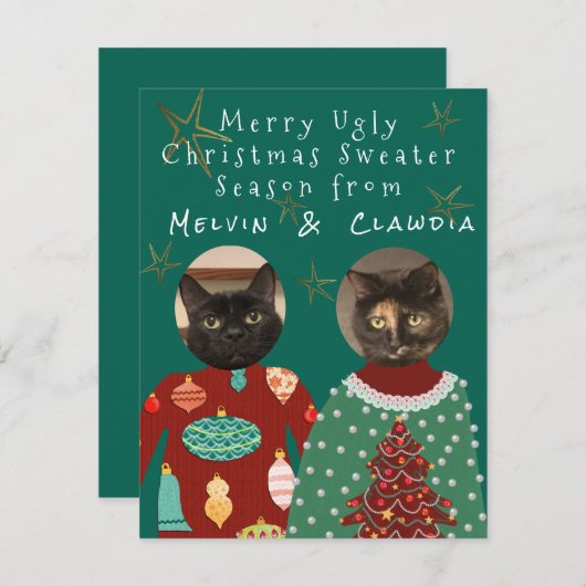 醜メリーいセーターが猫に味付けさパーソナライズされたれる (正面/裏面)