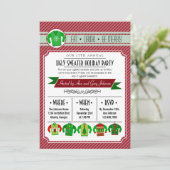 醜モダンいストライプのセーターホリデーパーティー 招待状 (スタンド正面)