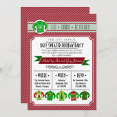 醜モダンいストライプのセーターホリデーパーティー 招待状 (正面/裏面)